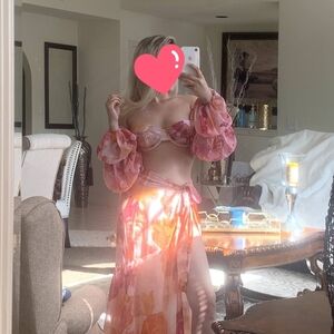 ASOS Pink Floral 3pc Bikini Set